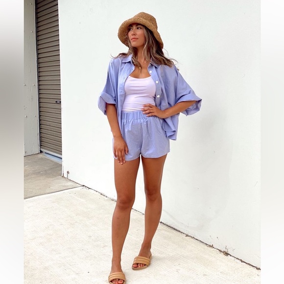 Summi Summi Ocean Blue Linen Set NWOT - Picture 4 of 6